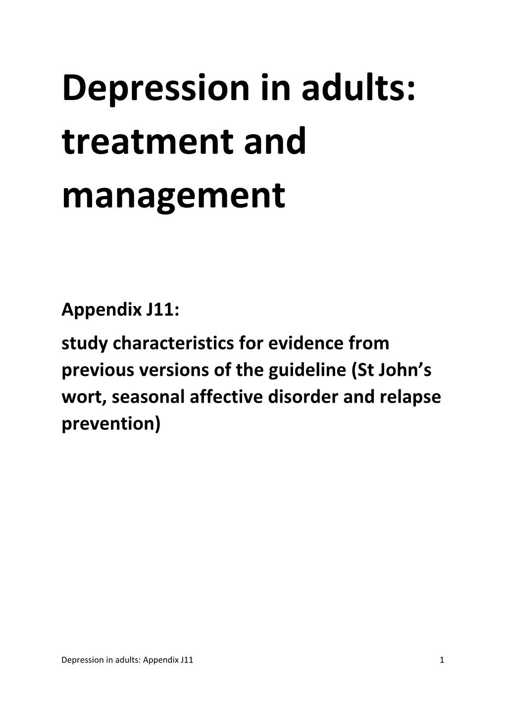 Depression in Adults: Treatment and Management