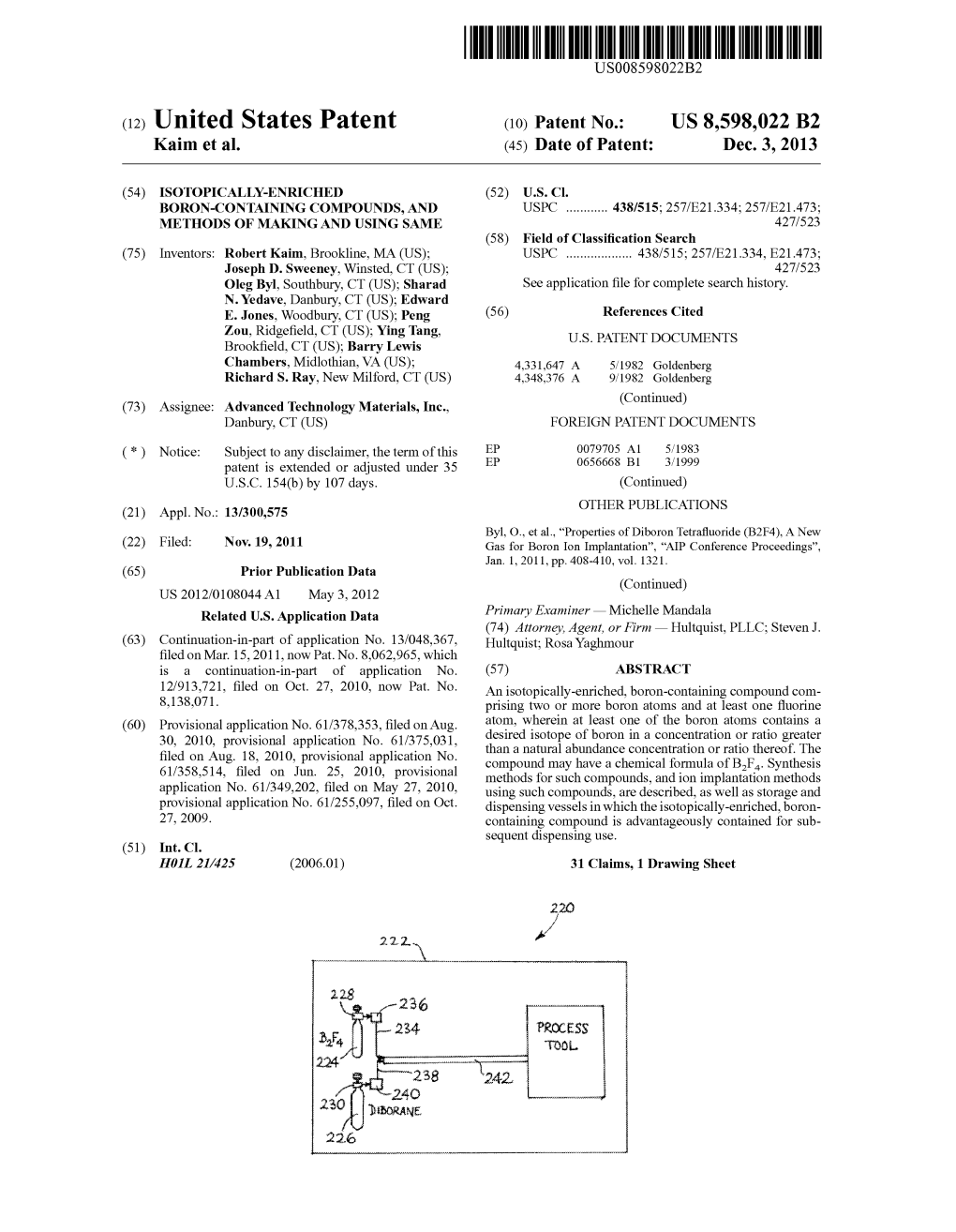 (12) United States Patent (10) Patent No.: US 8.598,022 B2 Kaim Et Al