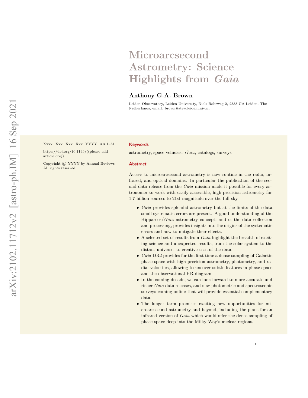 Microarcsecond Astrometry: Science Highlights from Gaia Arxiv