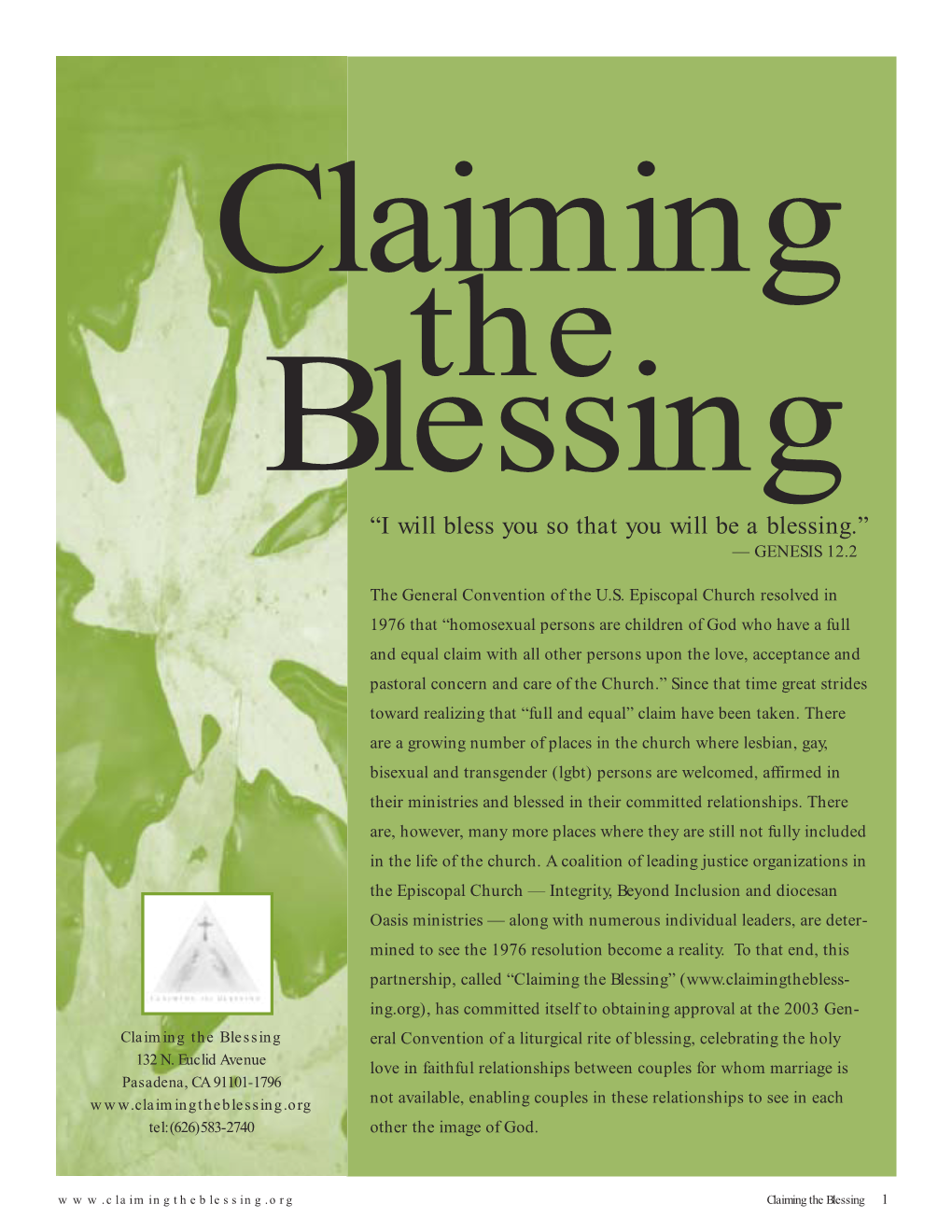 “I Will Bless You So That You Will Be a Blessing.” — GENESIS 12.2