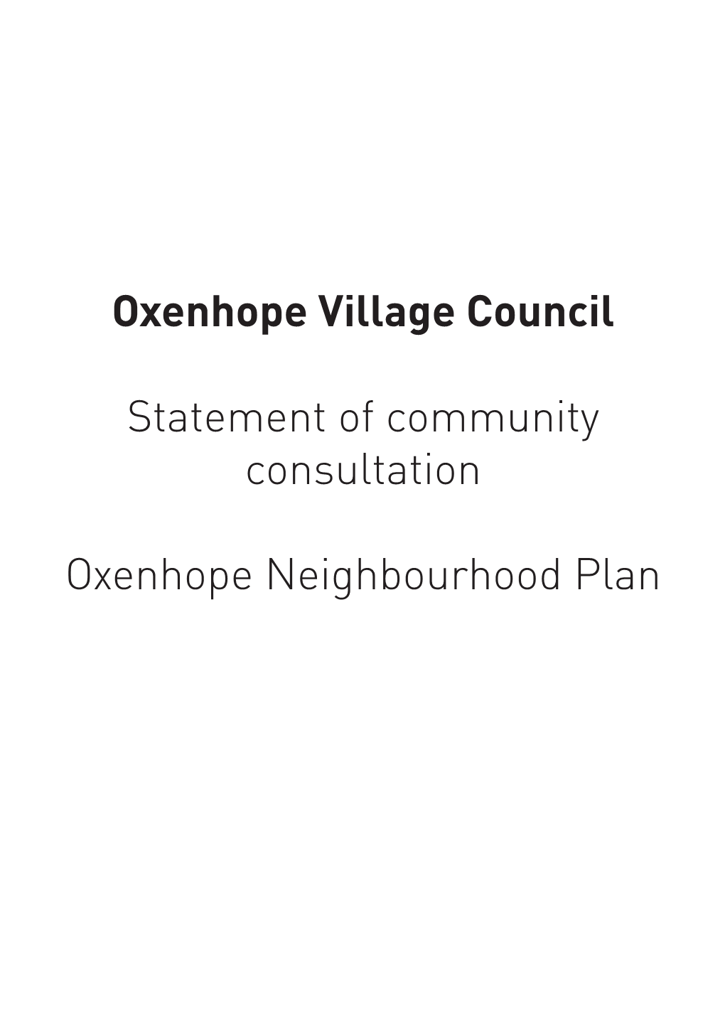 Oxenhope Neighbourhood Plan CONTENTS