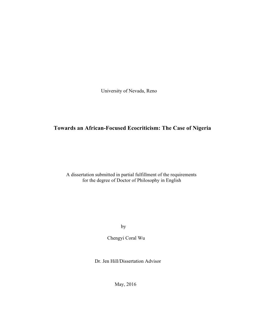 Towards an African-Focused Ecocriticism: the Case of Nigeria