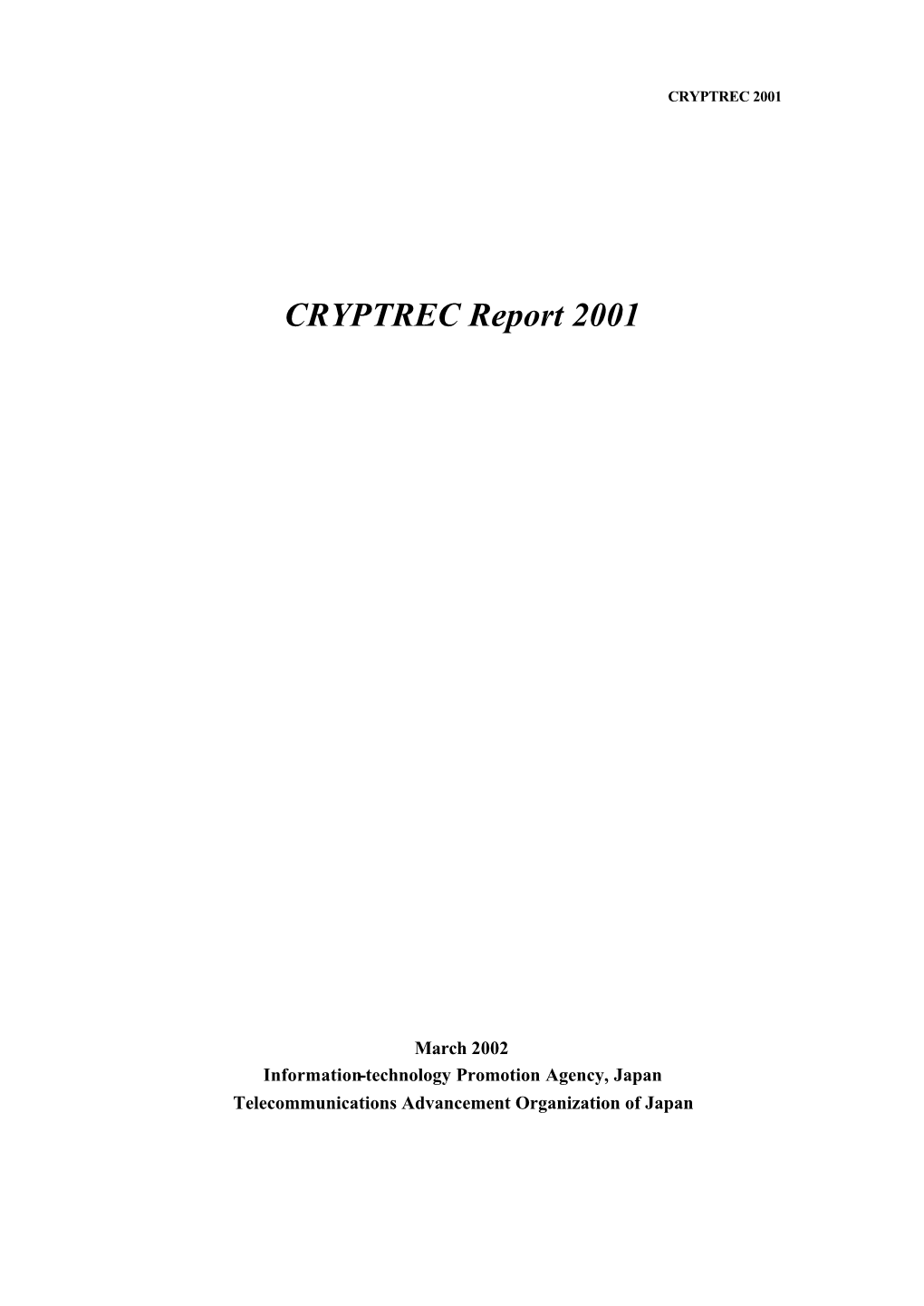 CRYPTREC Report 2001