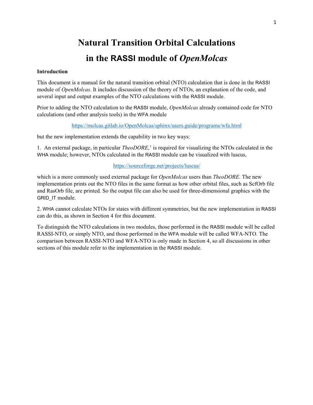 Natural Transition Orbital Calculations in the RASSI Module of Openmolcas Introduction