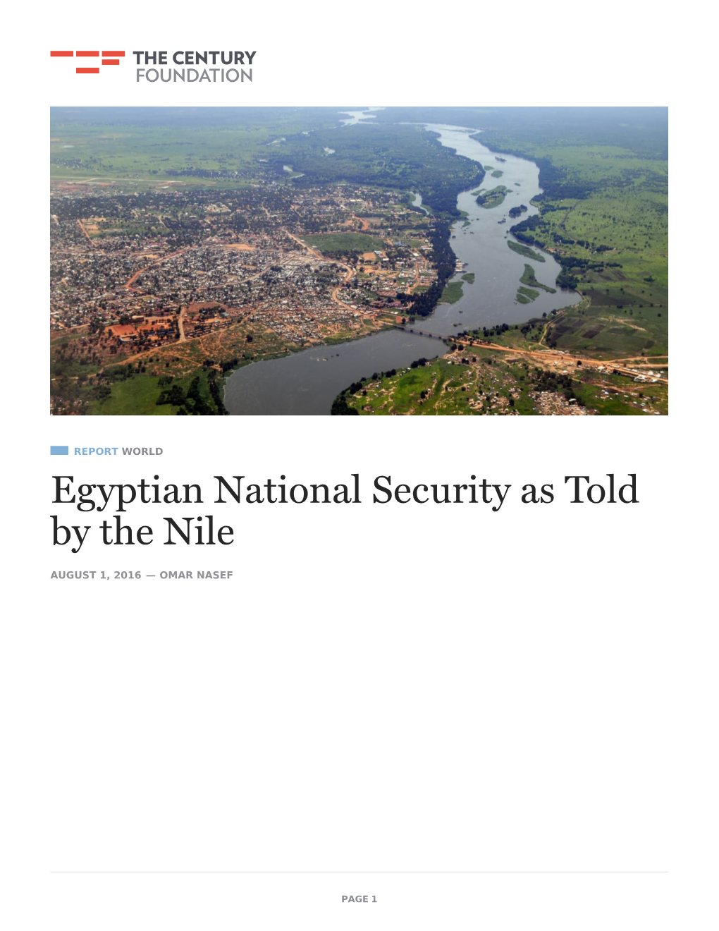 Egyptian National Security As Told by the Nile