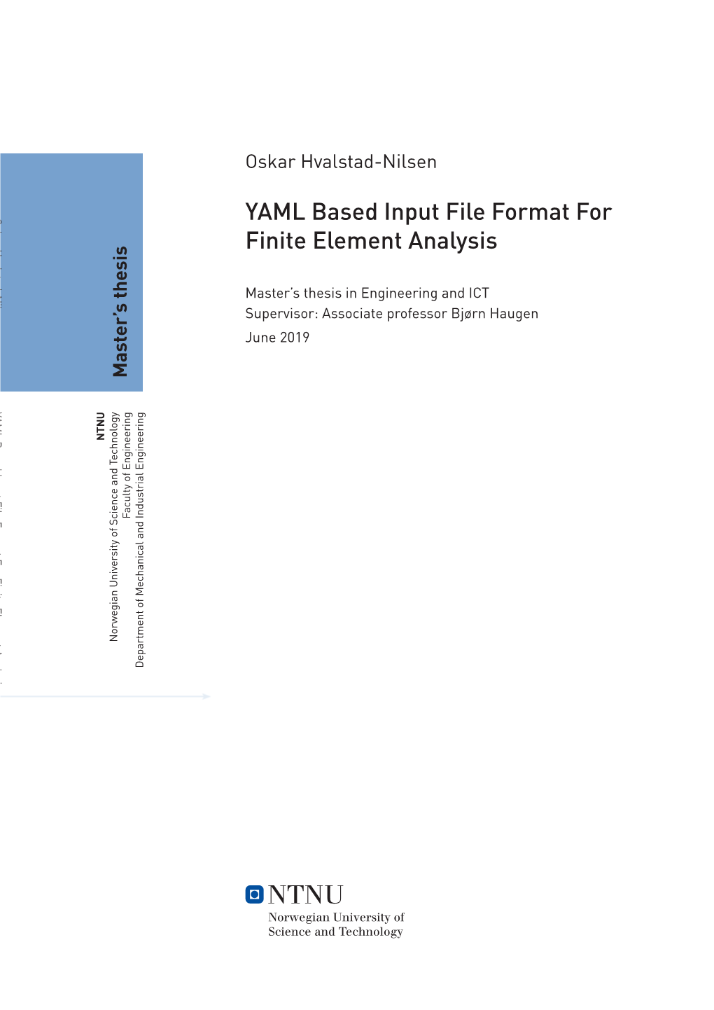 YAML Based Input File Format for Finite Element Analysis