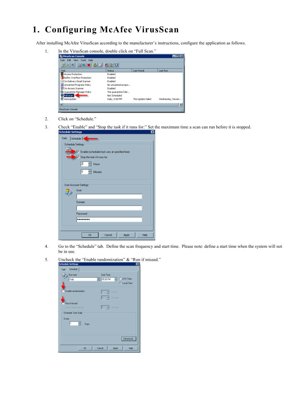 Configuring Mcafee Virusscan