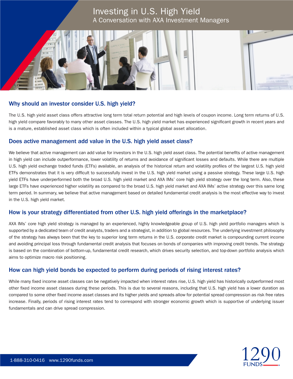 Investing in U.S. High Yield a Conversation with AXA Investment Managers