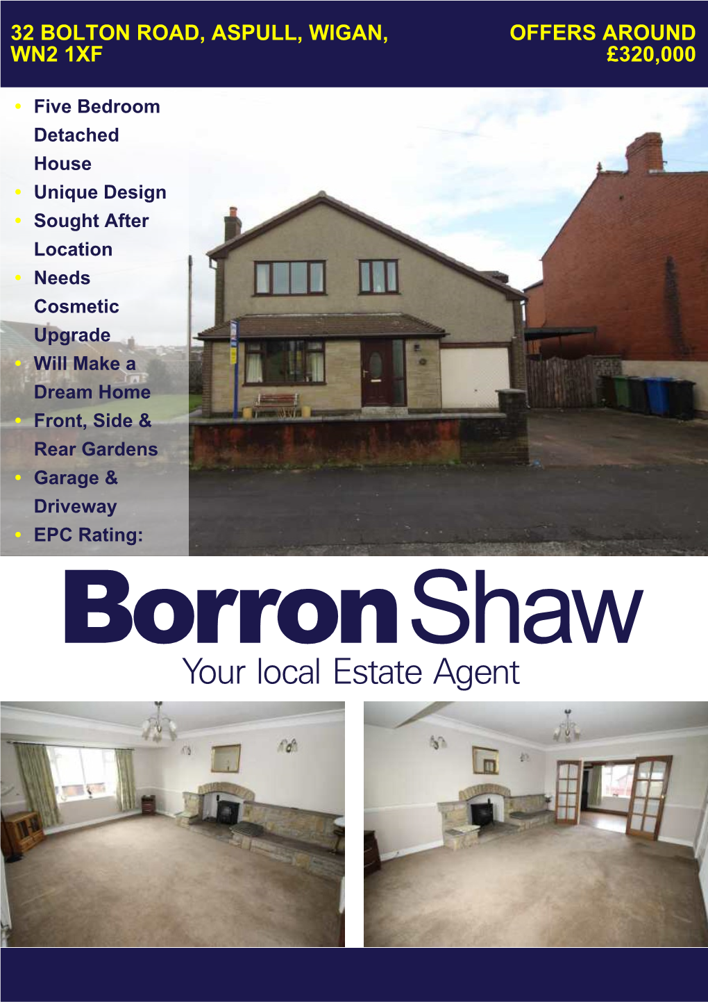 32 Bolton Road, Aspull, Wigan, Wn2 1Xf Offers Around