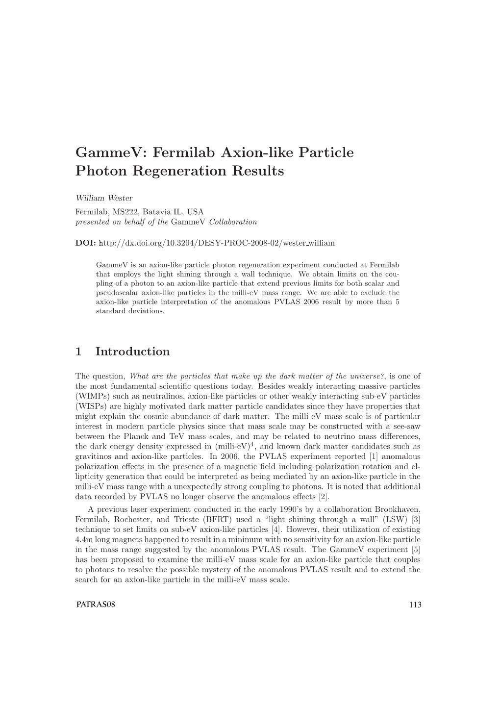 Gammev: Fermilab Axion-Like Particle Photon Regeneration Results