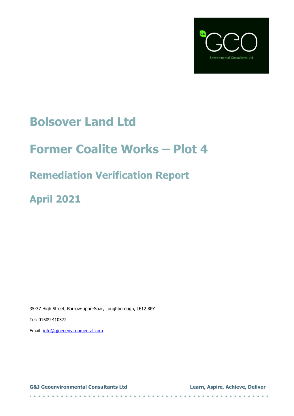 Bolsover Land Ltd Former Coalite Works – Plot 4