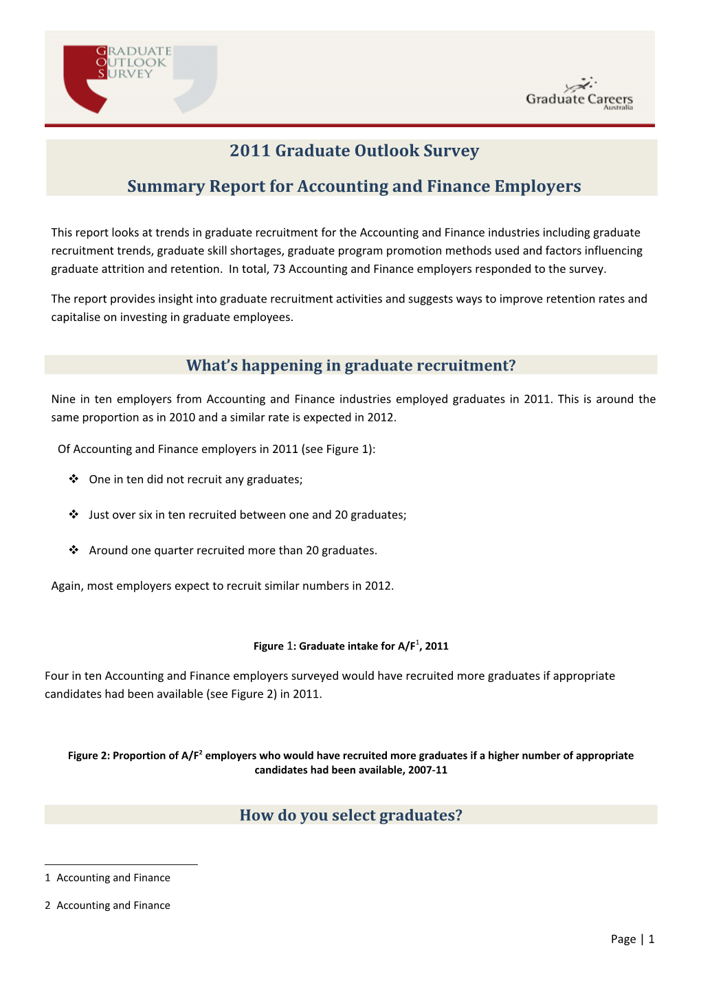 Summary Report for Accounting and Finance Employers