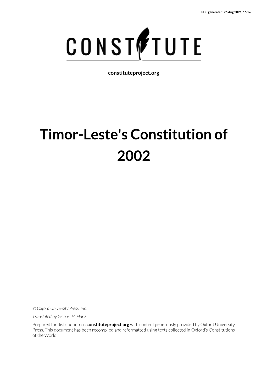 Timor-Leste's Constitution of 2002