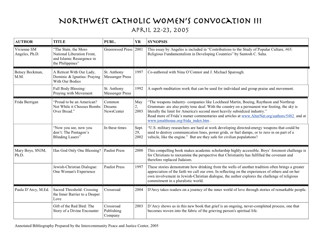 Northwest Catholic Women's Convocation