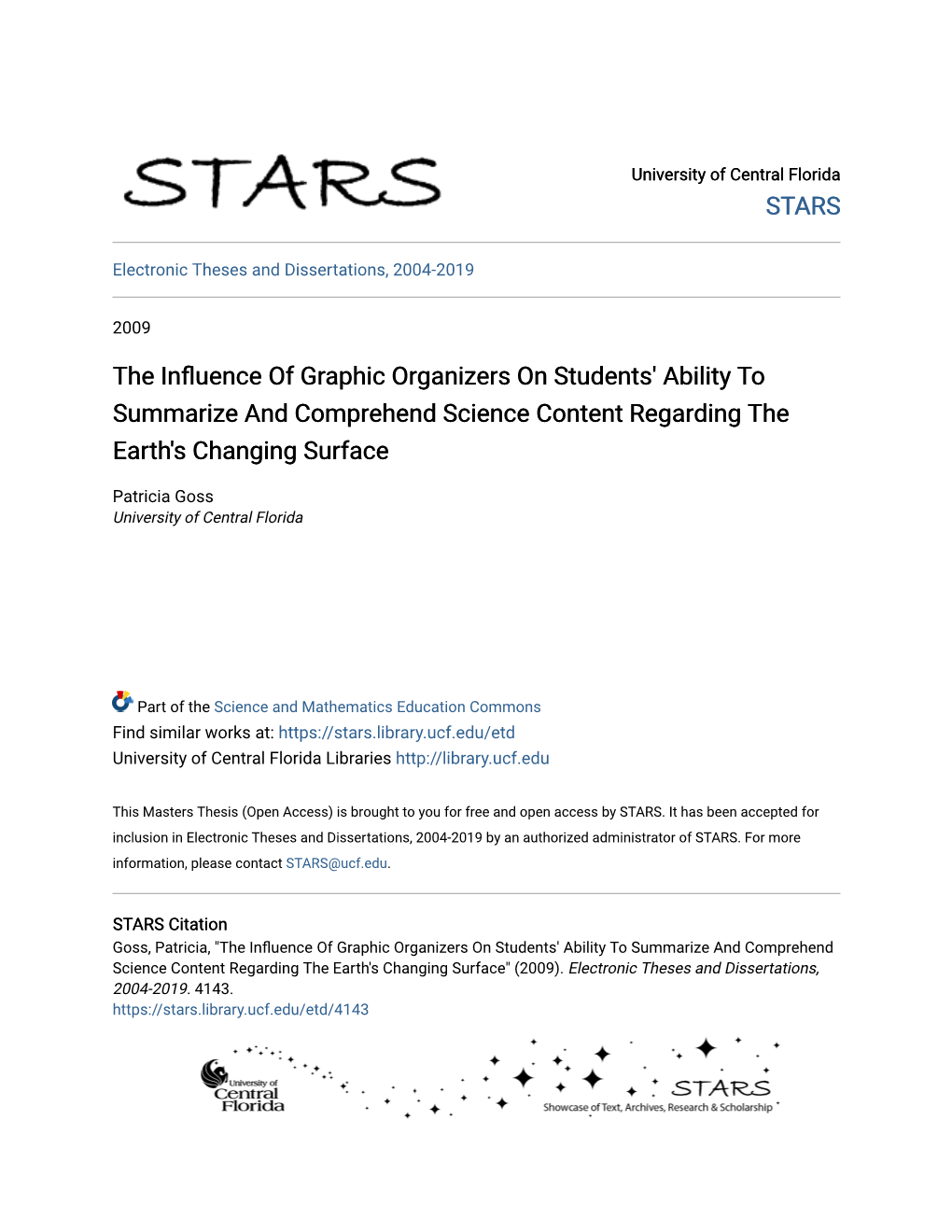 The Influence of Graphic Organizers on Students' Ability to Summarize and Comprehend Science Content Regarding the Earth's Changing Surface