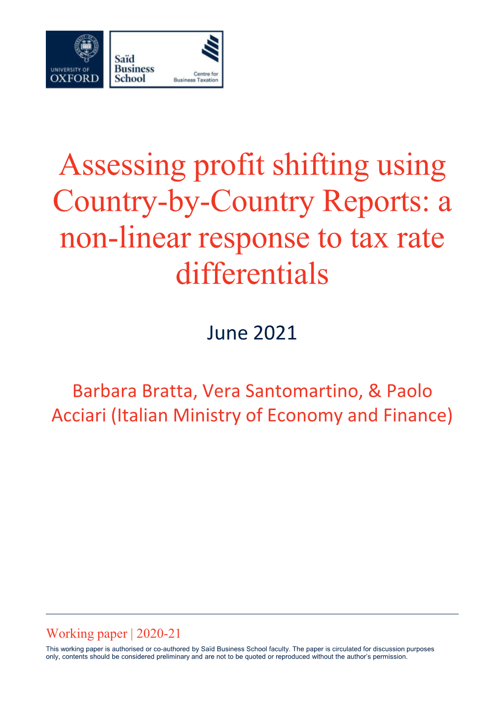 A Non-Linear Response to Tax Rate Differentials