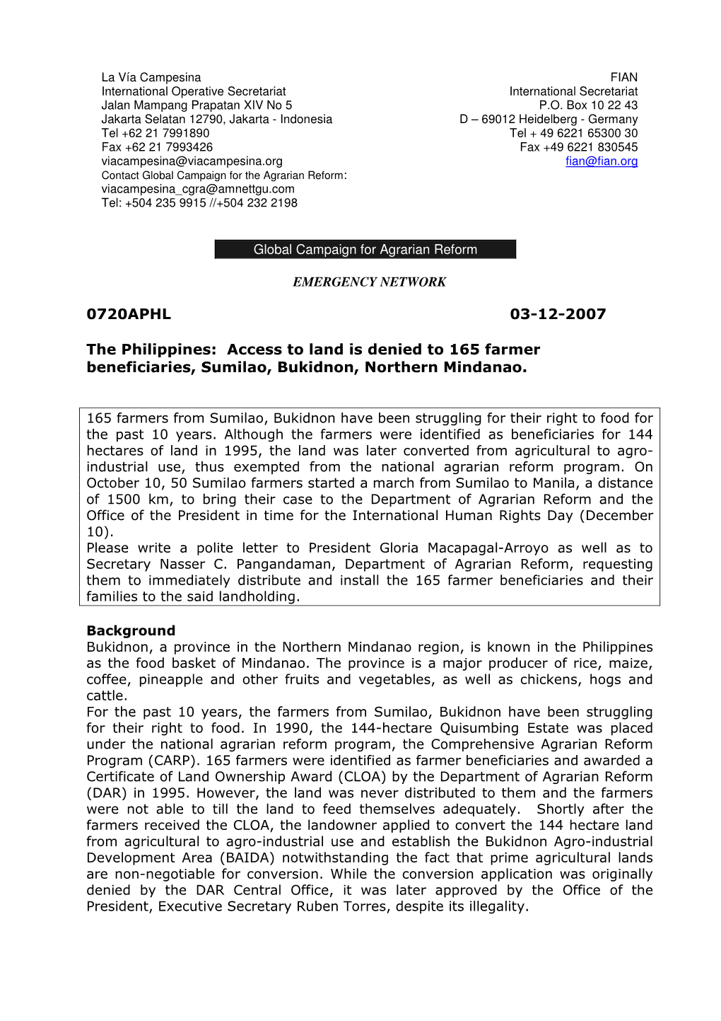 0720APHL 03-12-2007 the Philippines: Access to Land Is