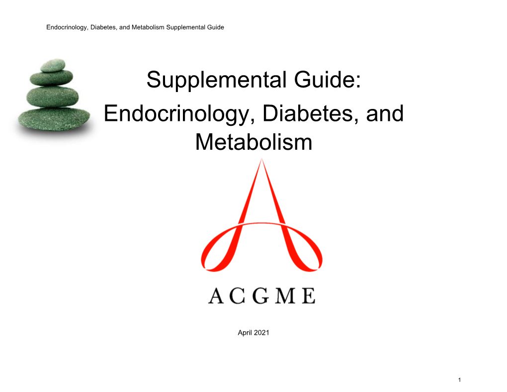 Endocrinology, Diabetes, and Metabolism Supplemental Guide