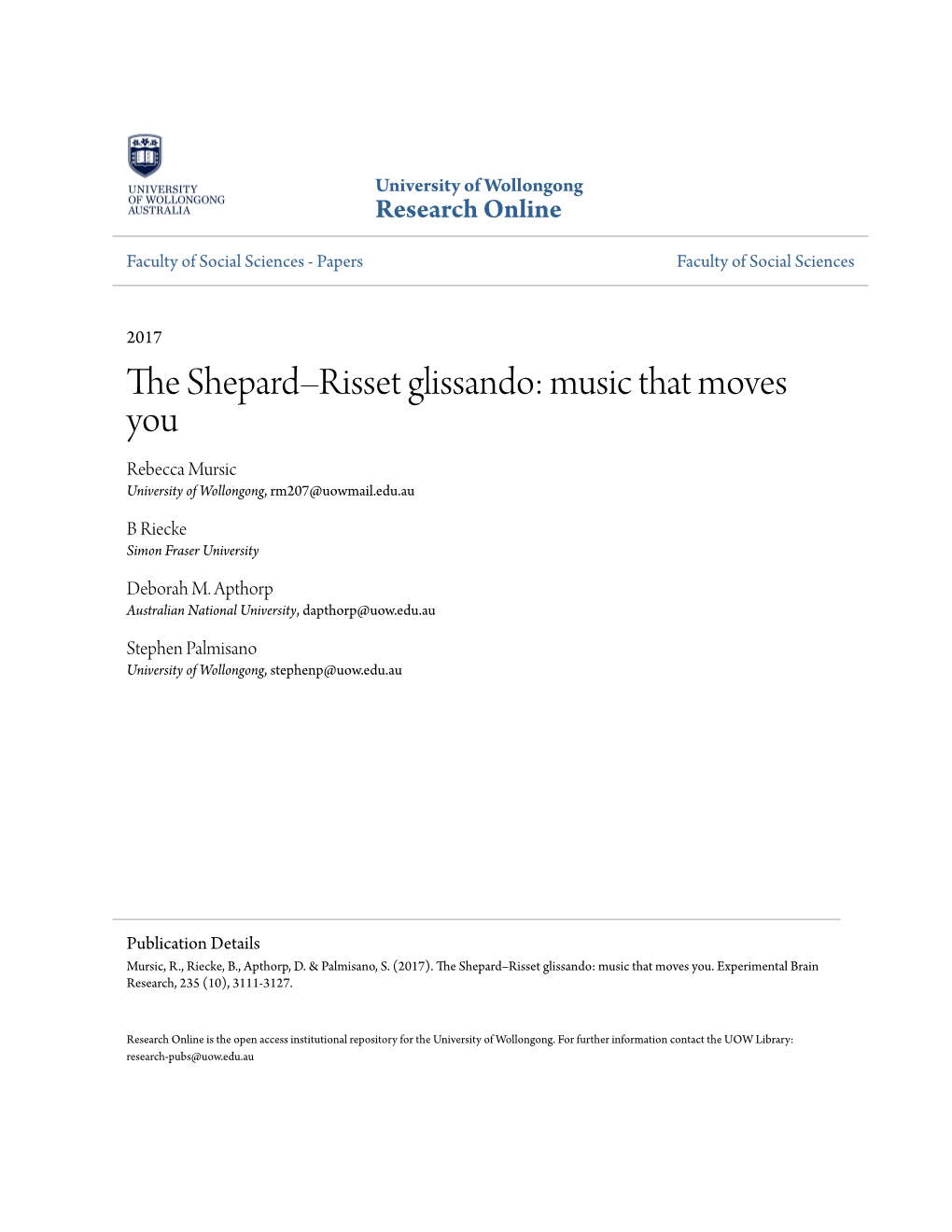 The Shepard–Risset Glissando: Music That Moves