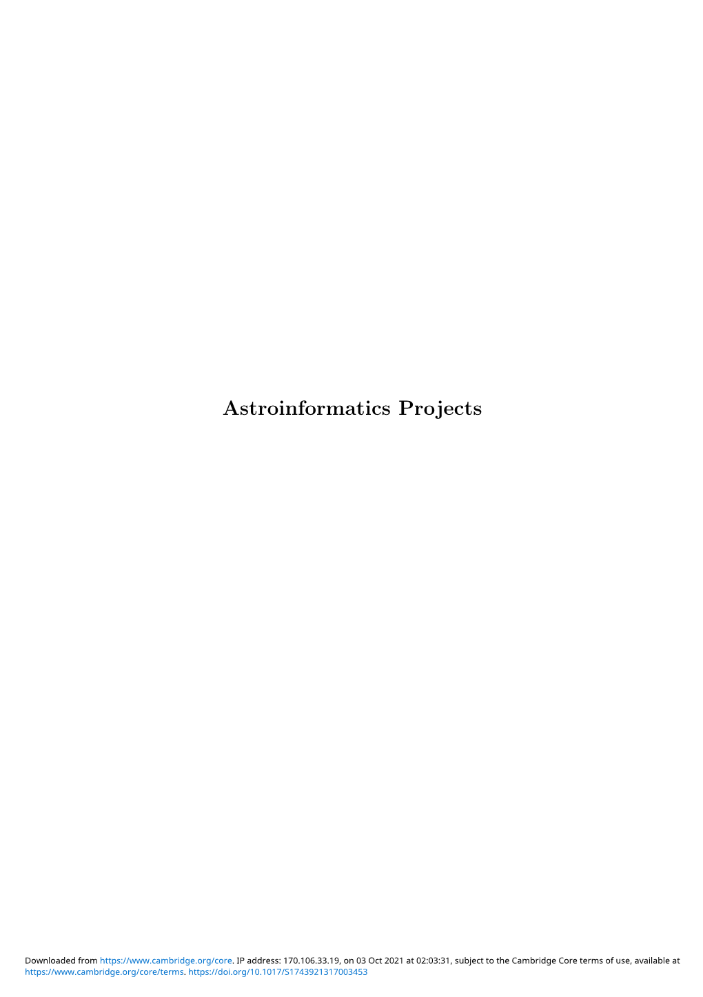 Astroinformatics Projects