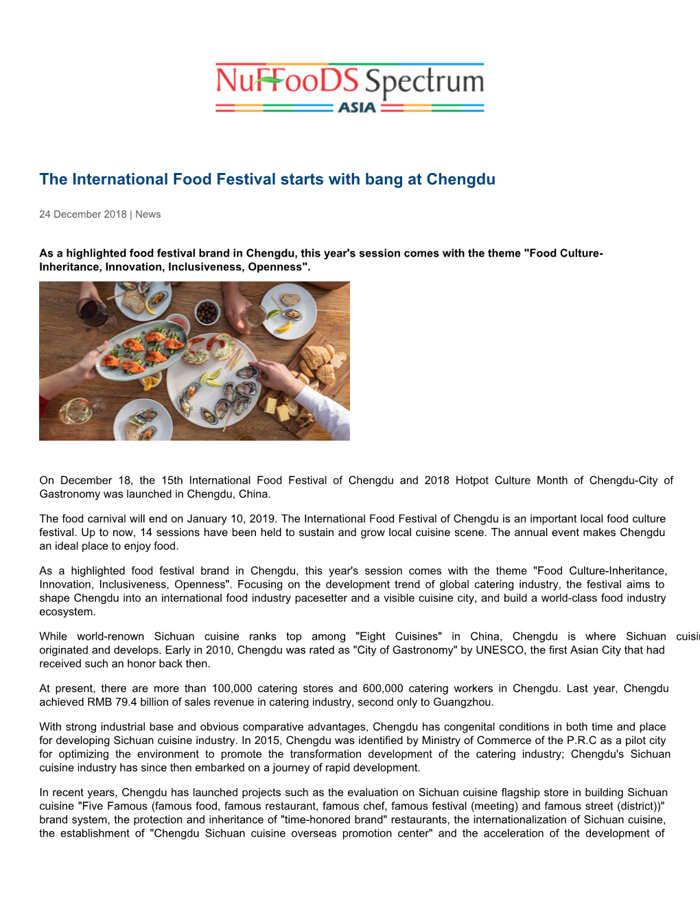 The International Food Festival Starts with Bang at Chengdu