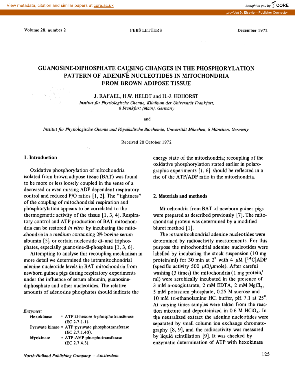 J. HOHORST Institut Fiir Physiologische Chemie, Klinikum Der Universitiit Frankfurt, 6 Frankfurt (Main), Germany