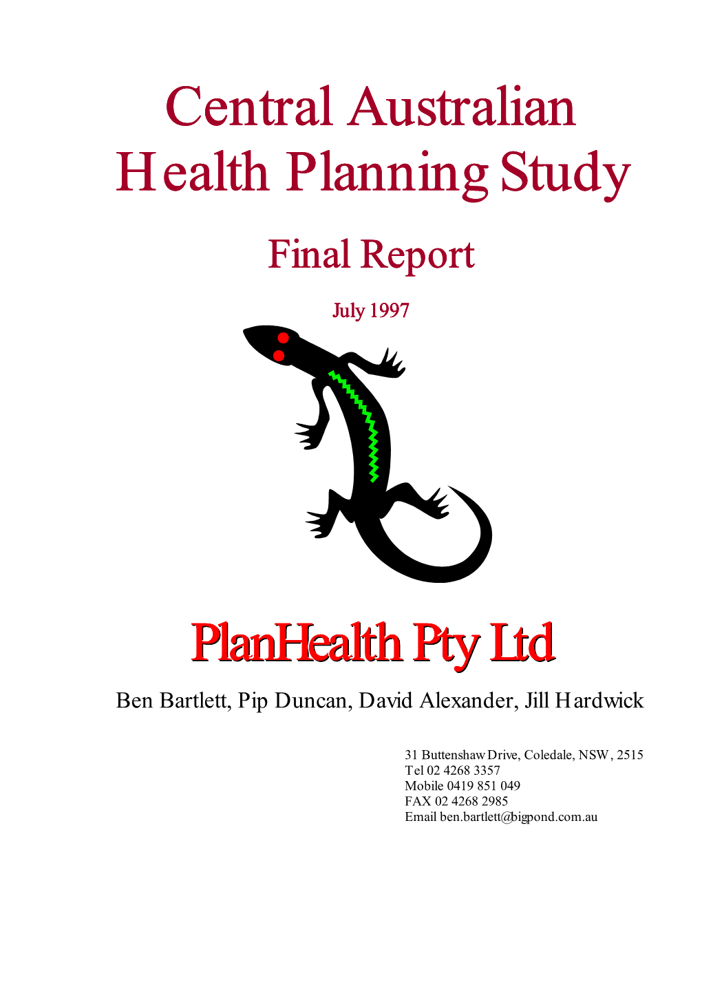Central Australian Health Planning Study