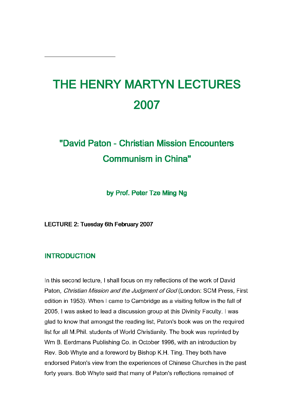 David Paton --- Christian Missiomissionn Encounters Communism in China"