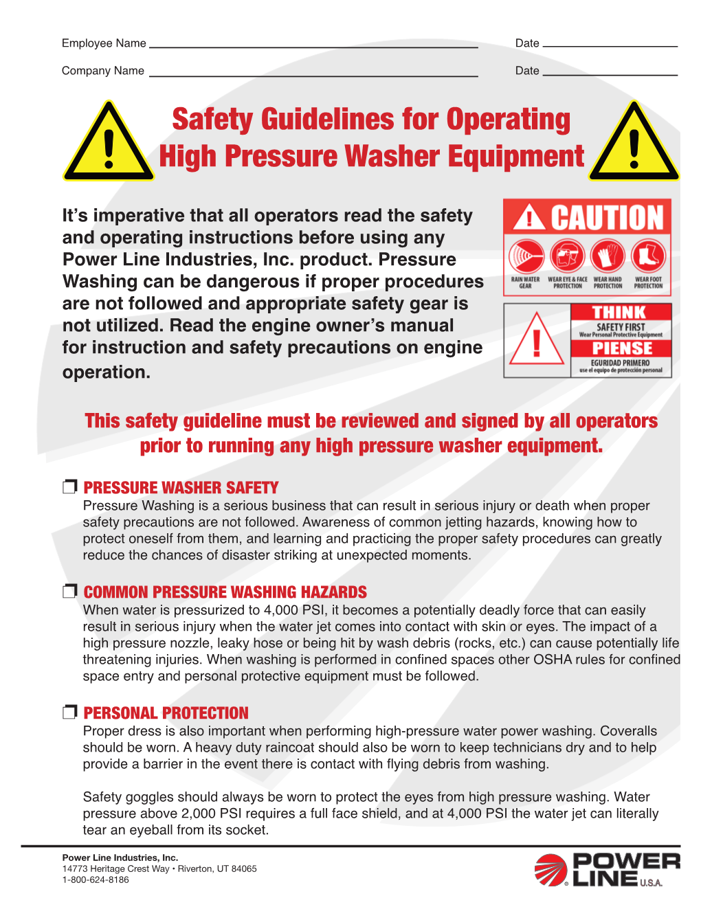 Safety Guidelines for Operating High Pressure Washer Equipment