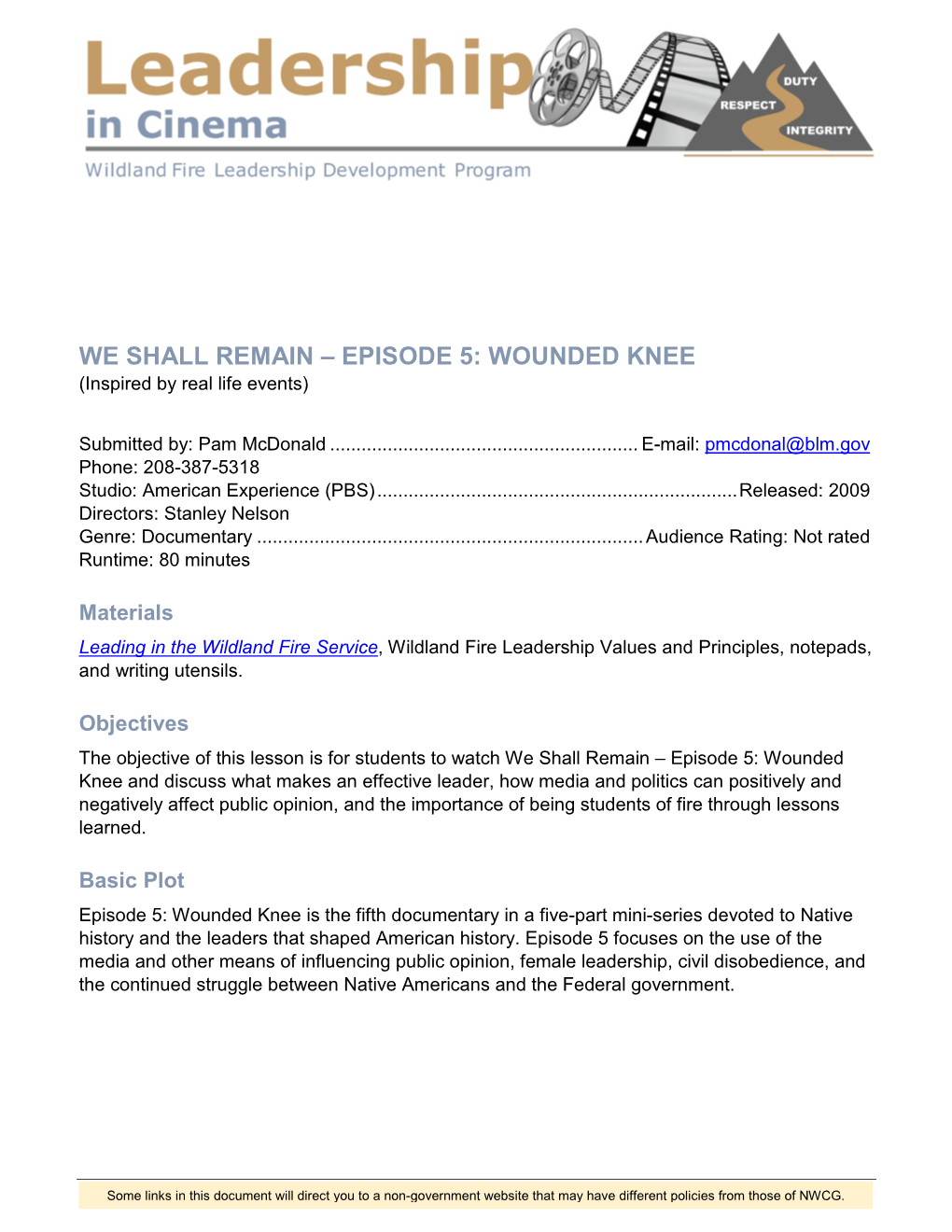 We Shall Remain, Episode 5, Wounded Knee 2 of 10 Facilitator Reference