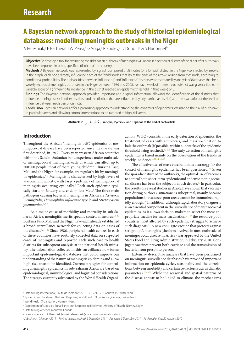 A Bayesian Network Approach to the Study of Historical Epidemiological