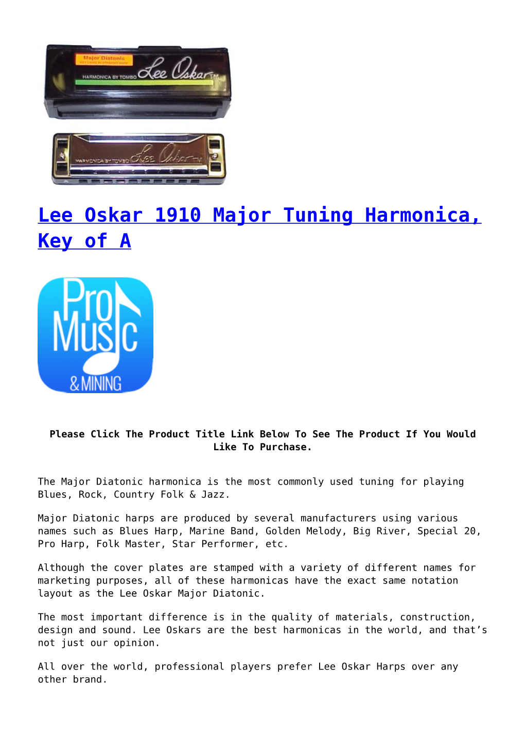 Lee Oskar 1910 Major Tuning Harmonica, Key of A,Lee
