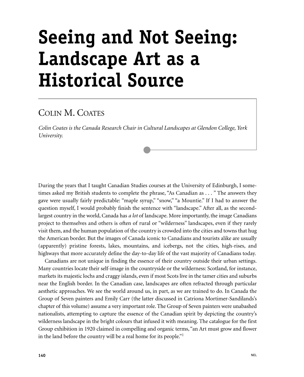 Seeing and Not Seeing: Landscape Art As a Historical Source