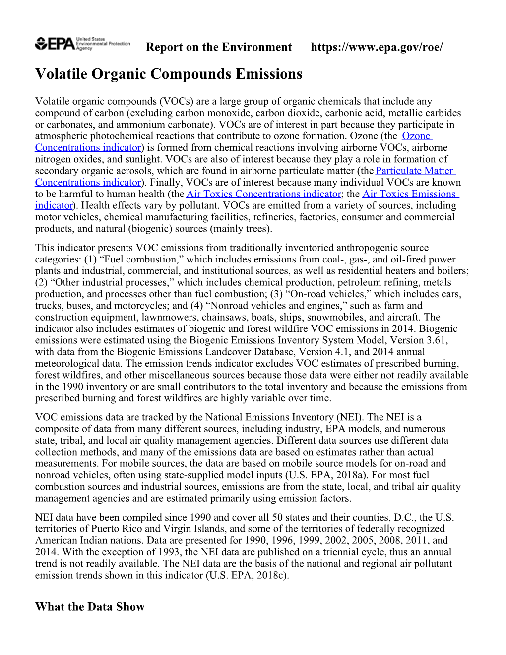 Volatile Organic Compounds Emissions