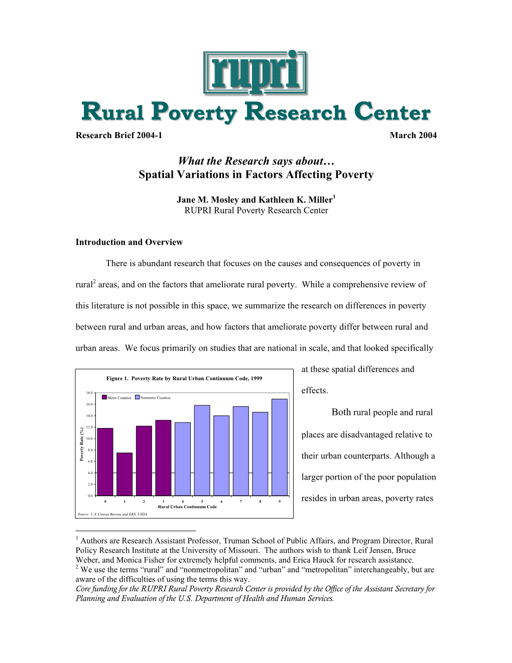 Rural Poverty Research Center Rural Poverty Research Center