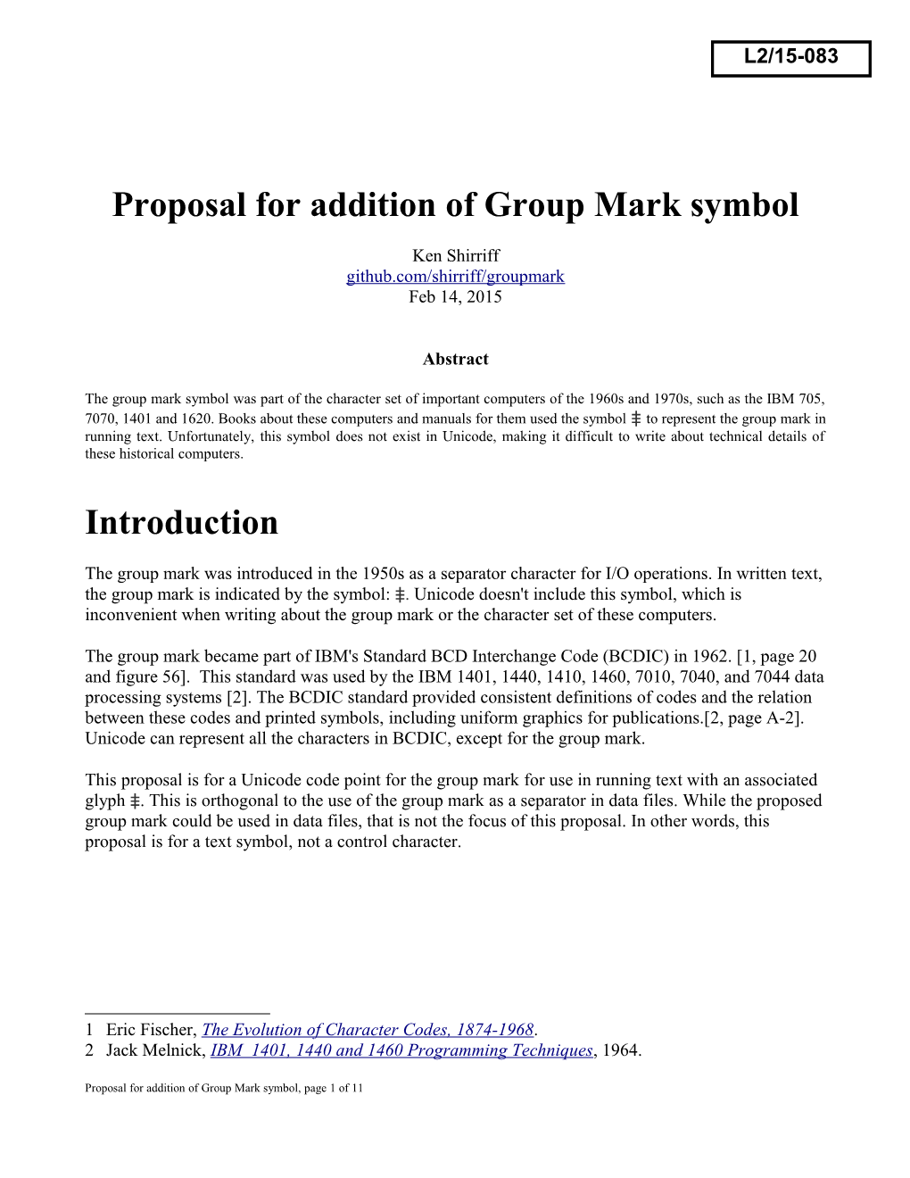 Proposal for Addition of Group Mark Symbol Introduction