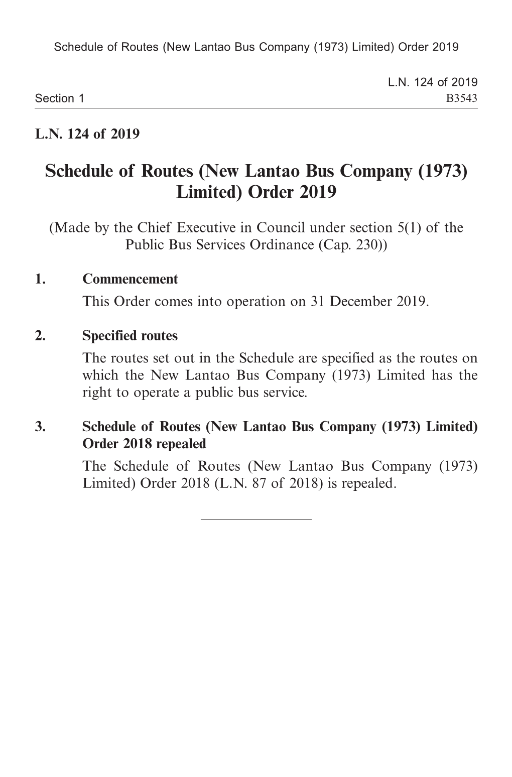 (New Lantao Bus Company (1973) Limited) Order 2019