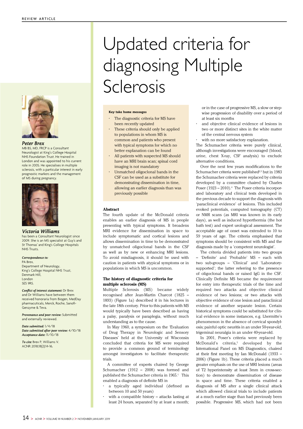 Updated Criteria for Diagnosing Multiple Sclerosis