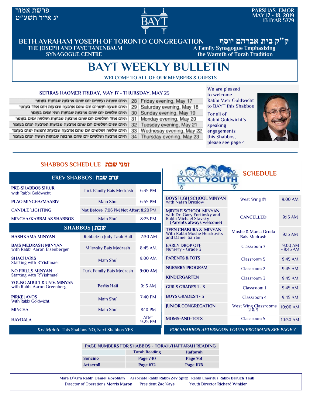 Bayt Weekly Bulletin Welcome to All of Our Members & Guests