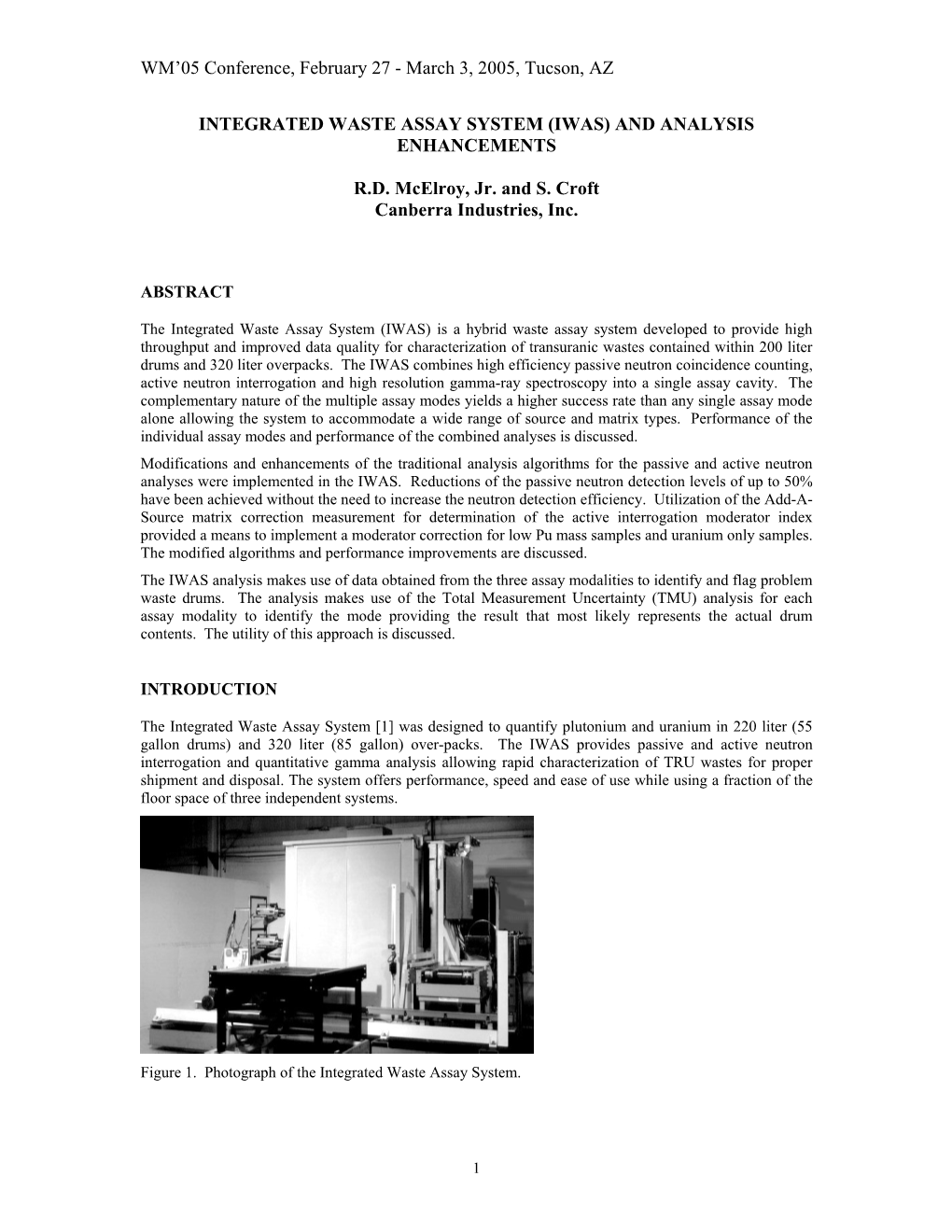 Integrated Waste Assay System (Iwas) and Analysis Enhancements