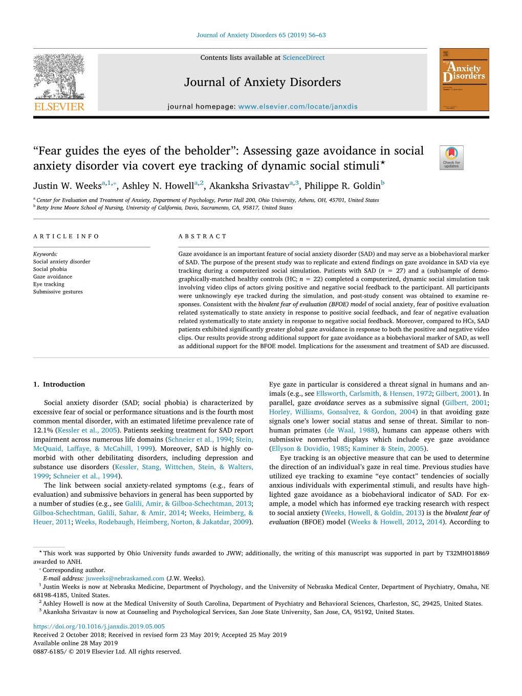 Assessing Gaze Avoidance in Social Anxiety Disorder Via Covert Eye