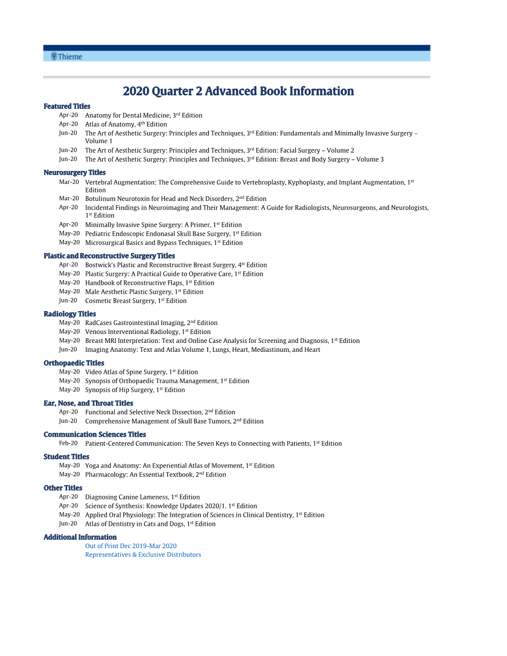 2020 Quarter 2 Advanced Book Information