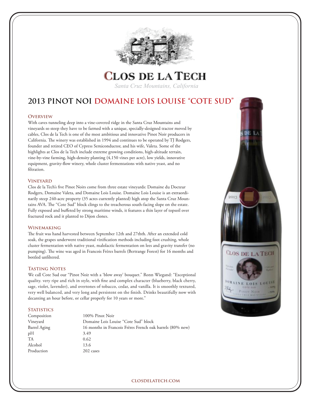 2013 DLL Cote Sud Tech Sheet