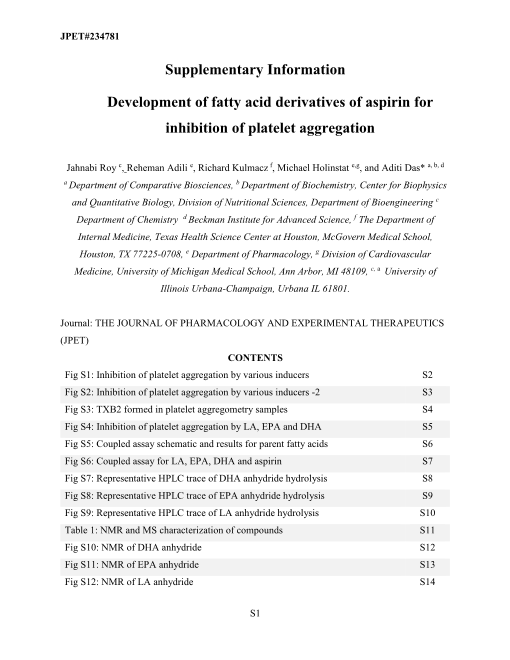 Supplementary Information Development of Fatty Acid