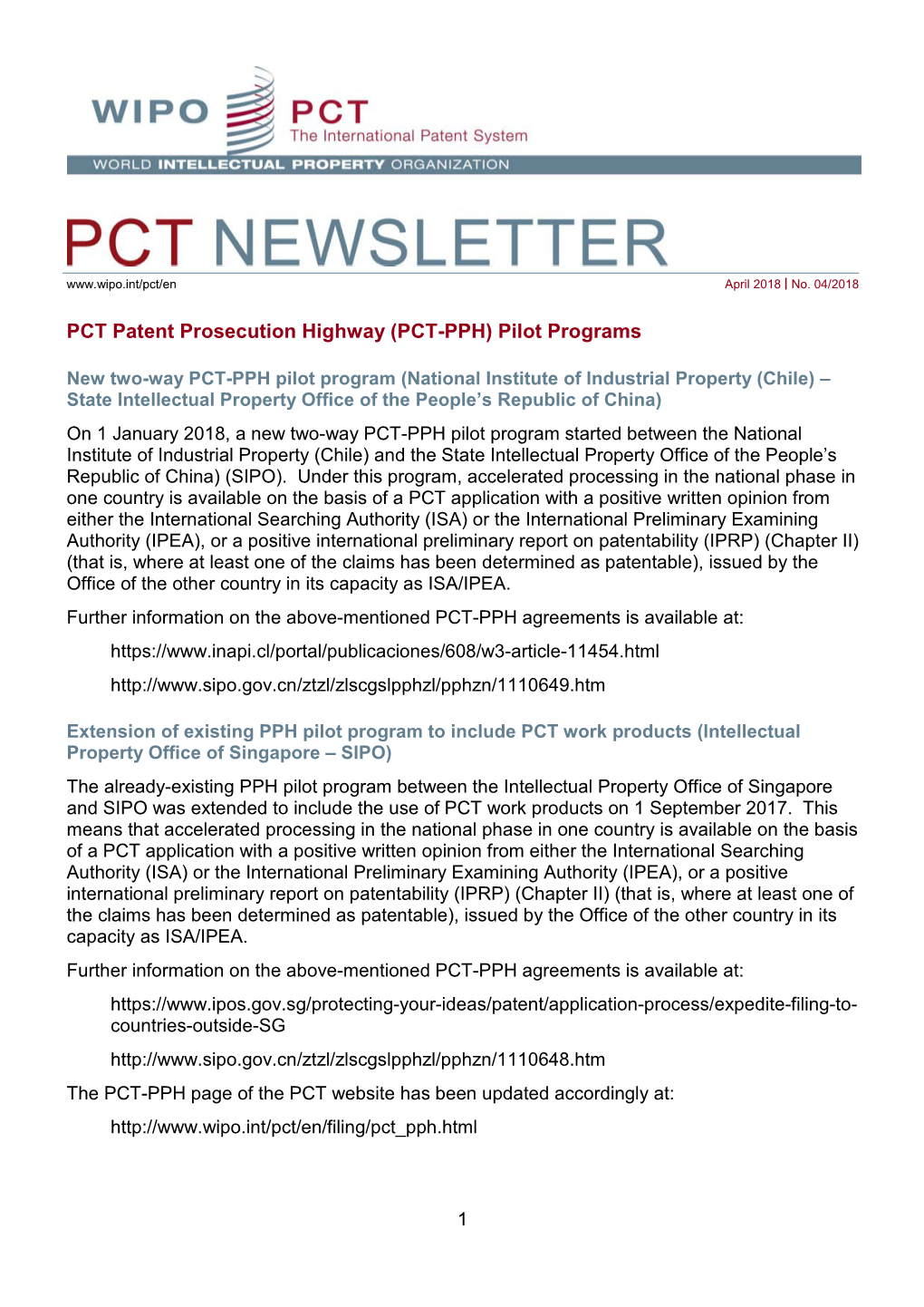 PCT Newsletter, April 2018