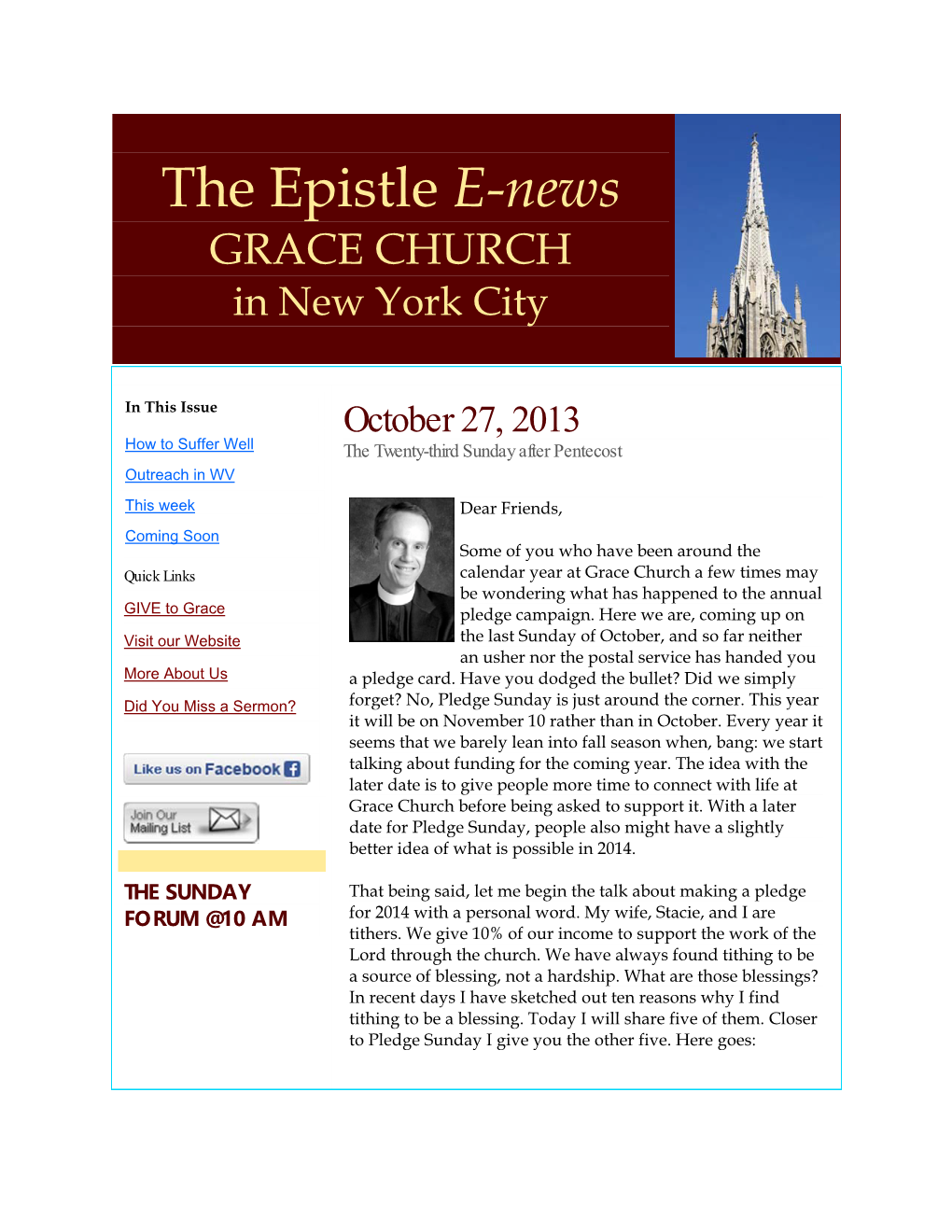 The Epistle E-News GRACE CHURCH in New York City