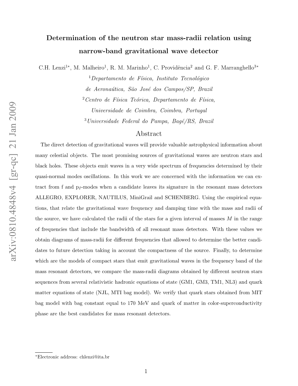 Determination of the Neutron Star Mass-Radii Relation Using Narrow