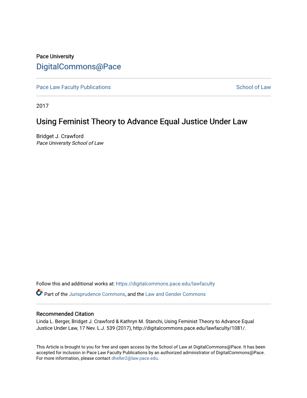 Using Feminist Theory to Advance Equal Justice Under Law