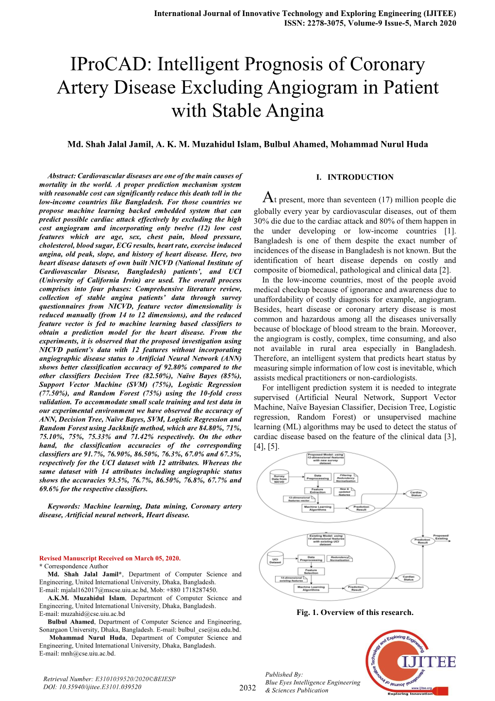 Intelligent Prognosis of Coronary Artery Disease Excluding Angiogram in Patient with Stable Angina