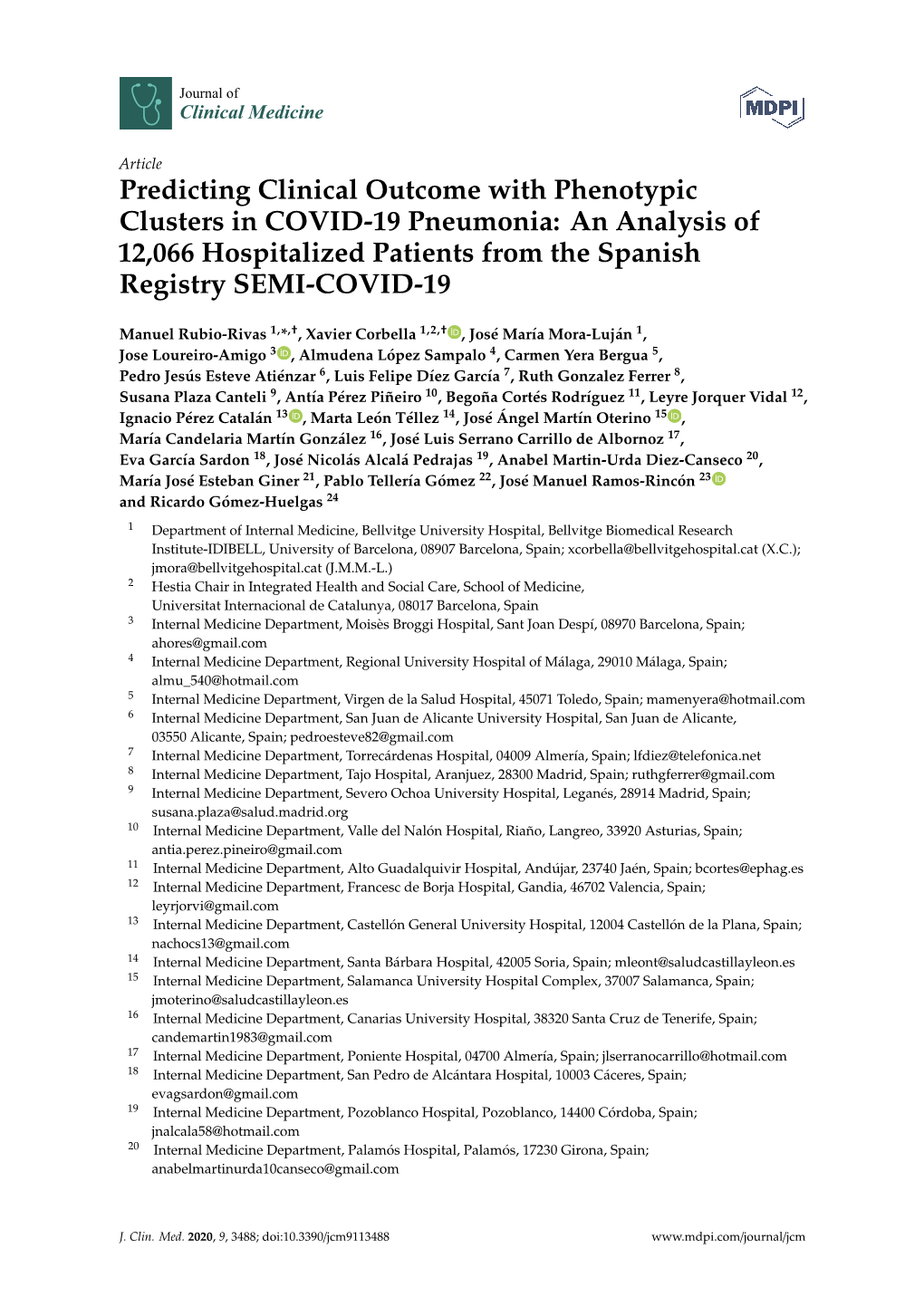 Predicting Clinical Outcome with Phenotypic Clusters in COVID-19 Pneumonia: an Analysis of 12,066 Hospitalized Patients from the Spanish Registry SEMI-COVID-19